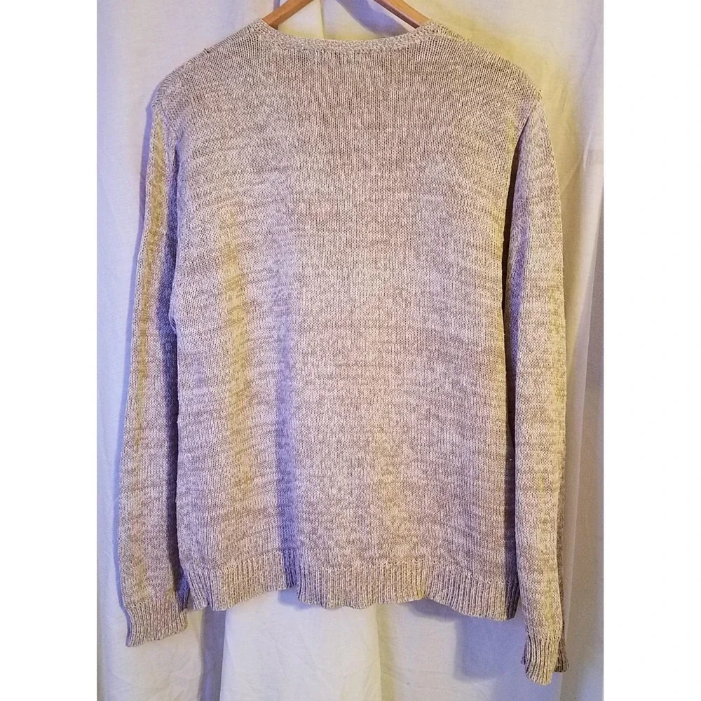 Ashley Hill Vintage 90s Christmas Sweater LG Snowman Chunky Knit Cotton Cardigan